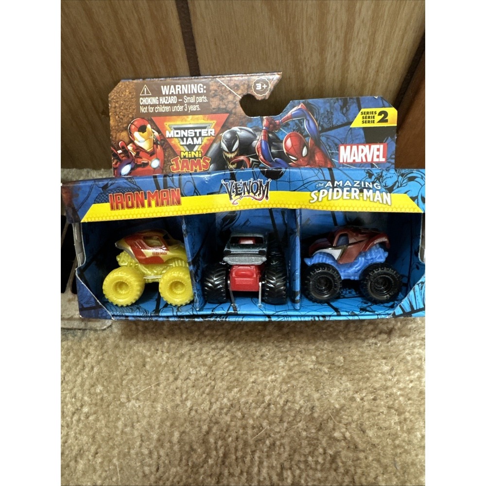Lot Of 3 Sets Monster Jam MINI Trucks 3 Pks Series 2 Marvel NIB - Picture 3 of 5